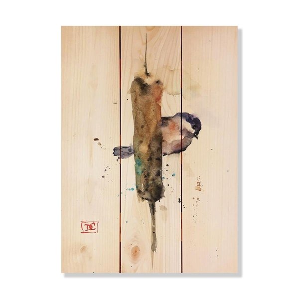 Wile E. Wood 11 x 15 in. Crousers Chickadee &amp; Cattail Wood Art DCCAC-1115